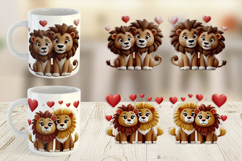 Mug Wrap Valentine Lion Sublimation artnoy 