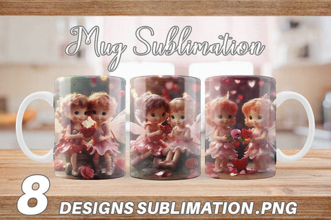 Mug Wrap Valentine Love Fairies Sublimation artnoy 