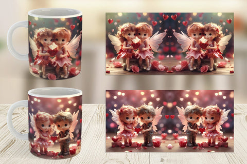 Mug Wrap Valentine Love Fairies Sublimation artnoy 