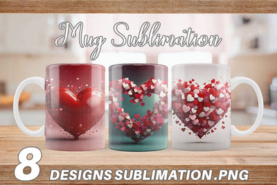 Mug Wrap Valentine Love Heart Sublimation artnoy 