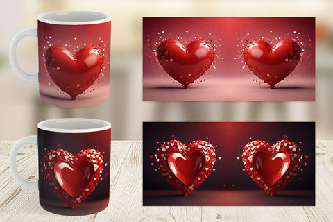 Mug Wrap Valentine Love Heart Sublimation artnoy 