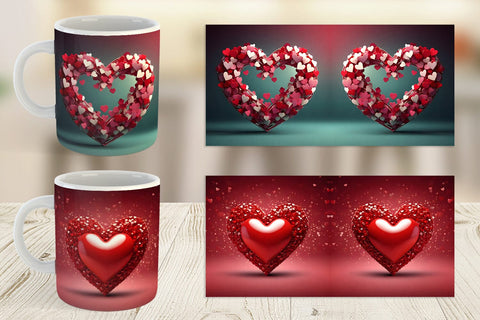 Mug Wrap Valentine Love Heart Sublimation artnoy 