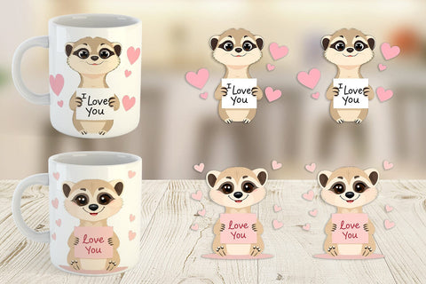 Mug Wrap Valentine Meerkat Cartoon Sublimation artnoy 