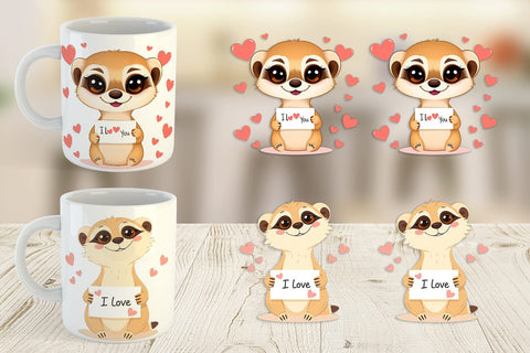 Mug Wrap Valentine Meerkat Cartoon Sublimation artnoy 