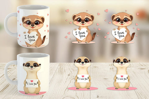 Mug Wrap Valentine Meerkat Cartoon Sublimation artnoy 