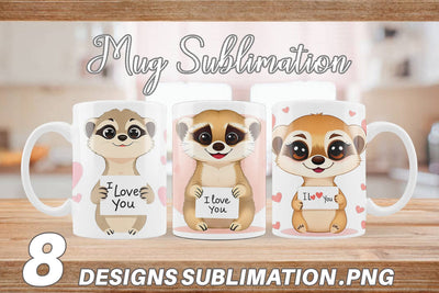 Mug Wrap Valentine Meerkat Cartoon Sublimation artnoy 