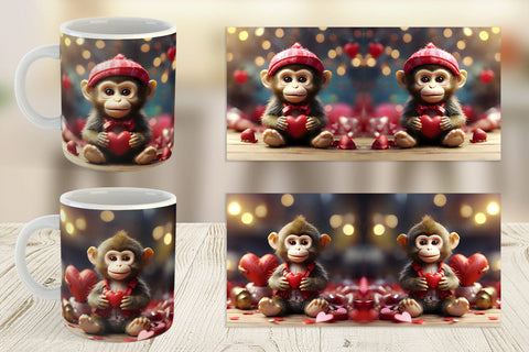Mug Wrap Valentine Monkey Sublimation artnoy 