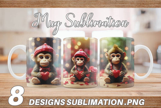 Mug Wrap Valentine Monkey Sublimation artnoy 