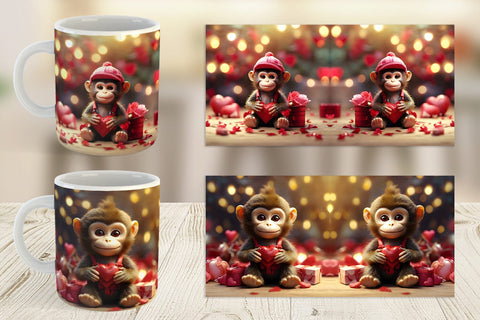 Mug Wrap Valentine Monkey Sublimation artnoy 