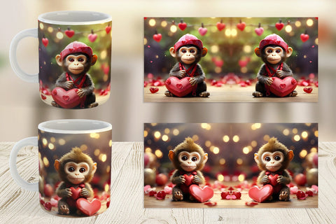 Mug Wrap Valentine Monkey Sublimation artnoy 