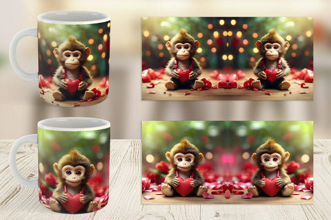 Mug Wrap Valentine Monkey Sublimation artnoy 