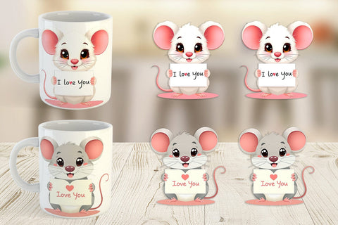 Mug Wrap Valentine Mouse Cartoon Sublimation artnoy 