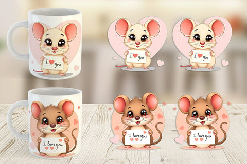 Mug Wrap Valentine Mouse Cartoon Sublimation artnoy 