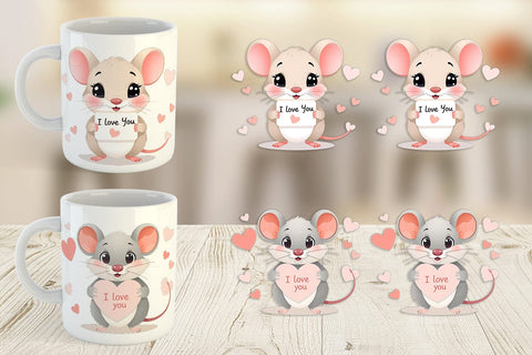 Mug Wrap Valentine Mouse Cartoon Sublimation artnoy 