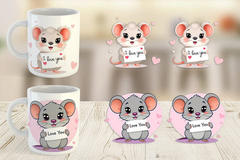 Mug Wrap Valentine Mouse Cartoon Sublimation artnoy 