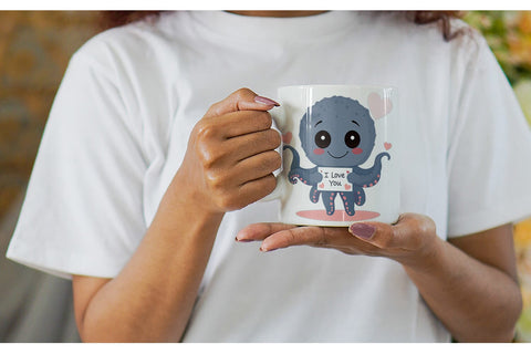 Mug Wrap Valentine Octopus Cartoon Sublimation artnoy 