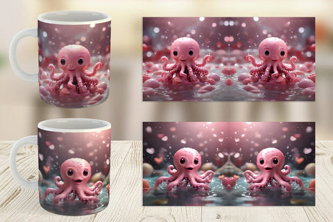 Mug Wrap Valentine Octopus Sublimation artnoy 
