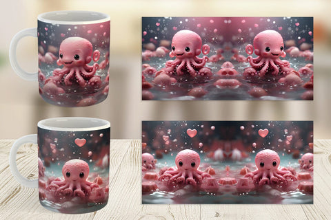 Mug Wrap Valentine Octopus Sublimation artnoy 