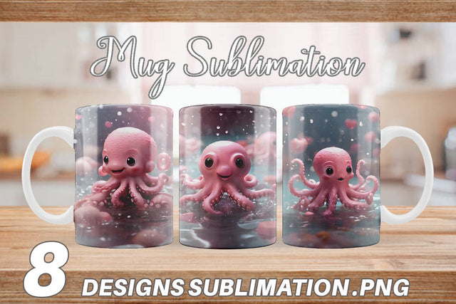 Mug Wrap Valentine Octopus Sublimation artnoy 