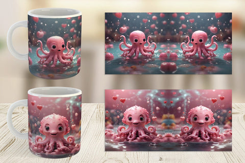 Mug Wrap Valentine Octopus Sublimation artnoy 