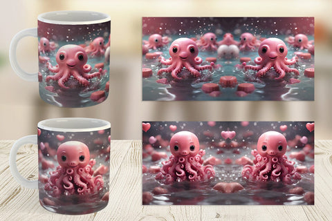 Mug Wrap Valentine Octopus Sublimation artnoy 
