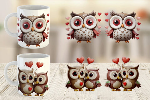 Mug Wrap Valentine Owl Sublimation artnoy 