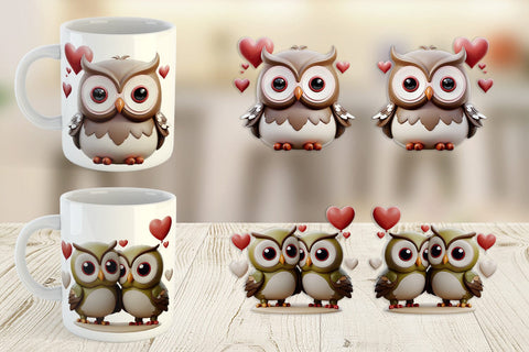 Mug Wrap Valentine Owl Sublimation artnoy 