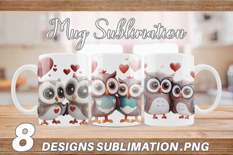 Mug Wrap Valentine Owl Sublimation artnoy 