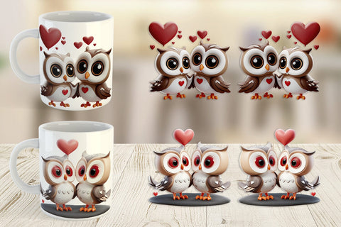 Mug Wrap Valentine Owl Sublimation artnoy 