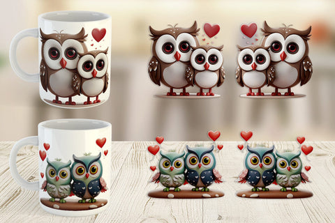 Mug Wrap Valentine Owl Sublimation artnoy 