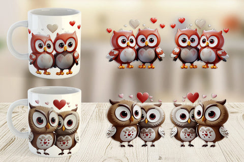 Mug Wrap Valentine Owl Sublimation artnoy 