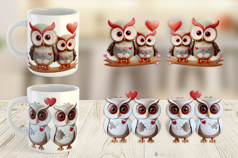 Mug Wrap Valentine Owl Sublimation artnoy 