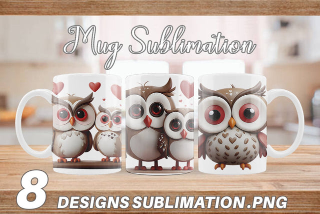 Mug Wrap Valentine Owl Sublimation artnoy 