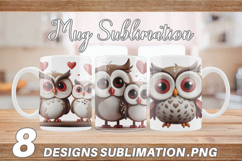 Mug Wrap Valentine Owl Sublimation artnoy 