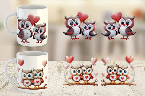 Mug Wrap Valentine Owl Sublimation artnoy 
