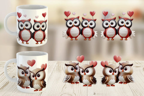 Mug Wrap Valentine Owl Sublimation artnoy 
