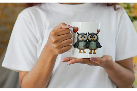 Mug Wrap Valentine Owl Sublimation artnoy 