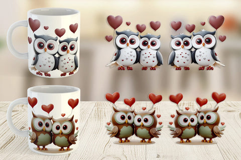Mug Wrap Valentine Owl Sublimation artnoy 