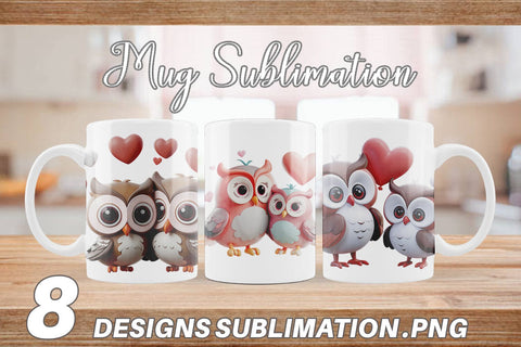Mug Wrap Valentine Owl Sublimation artnoy 