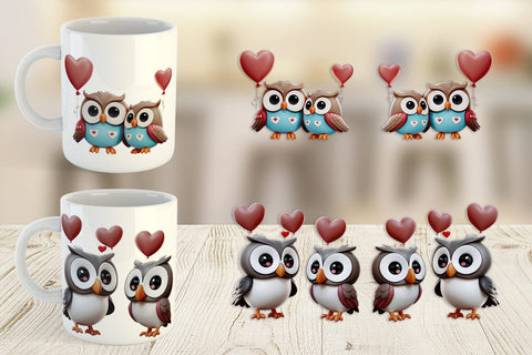 Mug Wrap Valentine Owl Sublimation artnoy 