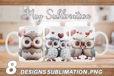 Mug Wrap Valentine Owl Sublimation artnoy 
