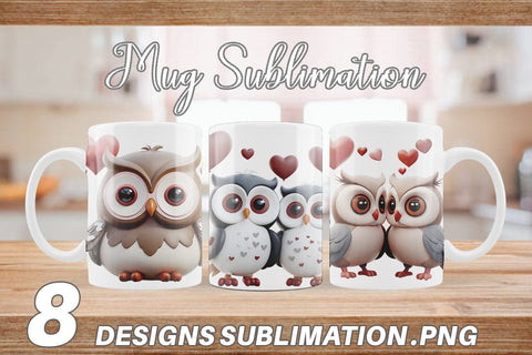 Mug Wrap Valentine Owl Sublimation artnoy 