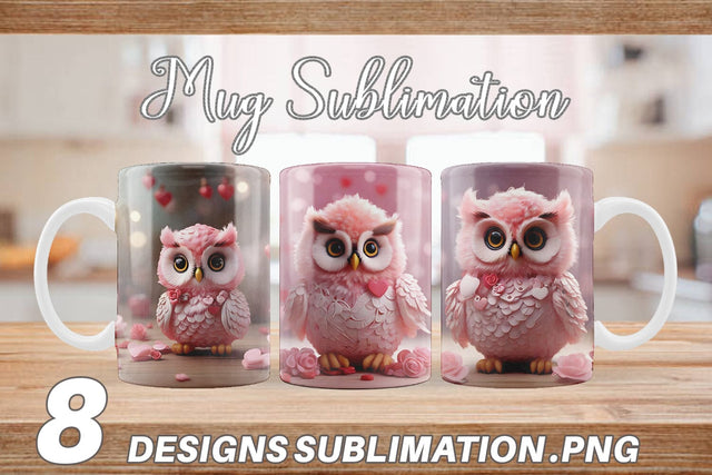 Mug Wrap Valentine Owl Sublimation artnoy 