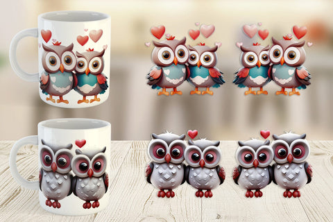 Mug Wrap Valentine Owl Sublimation artnoy 