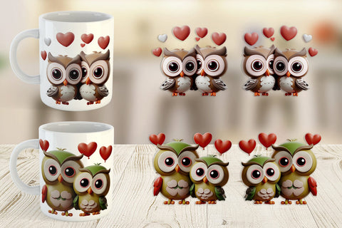 Mug Wrap Valentine Owl Sublimation artnoy 