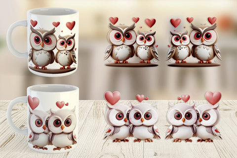 Mug Wrap Valentine Owl Sublimation artnoy 