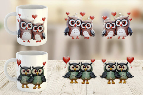 Mug Wrap Valentine Owl Sublimation artnoy 
