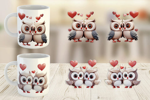 Mug Wrap Valentine Owl Sublimation artnoy 