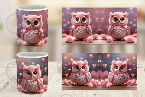 Mug Wrap Valentine Owl Sublimation artnoy 