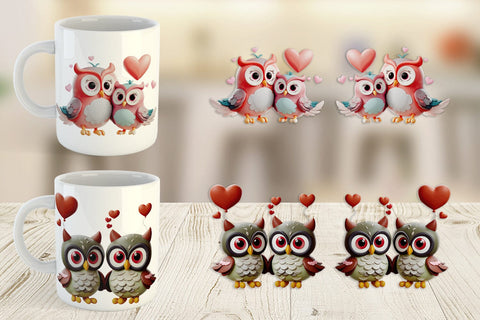 Mug Wrap Valentine Owl Sublimation artnoy 